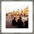 Buddhist Monks At The Shwedagon Pagoda Framed Print