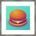 Burger Isometric - Plain Mint Framed Print
