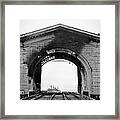 Burned Arch Over Railroad Tracks Framed Print