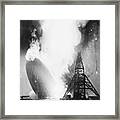 Burning Hindenburg Airship Hitting Framed Print