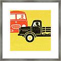 Bus And Truck Passing Framed Print