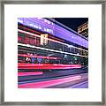 Bus Trails In Downtown Detroit... Framed Print