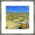 Buzet. Hill Town Of Buzet And Mirna River In Green Landscape Aer Framed Print