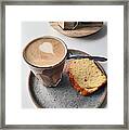 Cafe. Latte And Cake. Framed Print