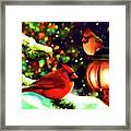 Cardinals At Christmas Framed Print