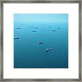 Cargo Container Ships Aerial View Framed Print