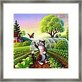 Cat And The Butterfly Framed Print