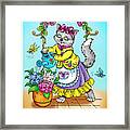 Cat With Flowers Framed Print