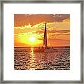 Catamaran Sailing Past Sunset In Captiva Island Florida 2019 Framed Print