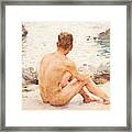 Charlie Seated In The Sand Framed Print