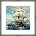 Chase Of The Uss Constitution Framed Print