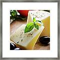 Cheese With Spices And Olives Framed Print