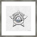Chicago Police Department Badge -  C P D   Police Officer Star Over White Leather Framed Print