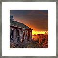 Chicken Coop Sunrise - Abandoned Stensby Homestead In Nd Framed Print