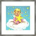 Child On Cloud With Star Framed Print