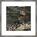 Citizens Gazing At Gas Exhaust From Well Framed Print