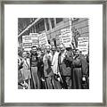 Clayton Powell With Picketers Striking Framed Print