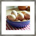 Close Up Of Bowl Of Eggs Framed Print