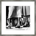 Close-up Of Feet Walking On Sidewalk Framed Print