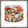 Close Up Of Plate Of Shellfish Pasta Framed Print