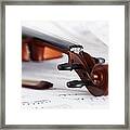 Close Up Of Violin, Bow And Sheet Music Framed Print