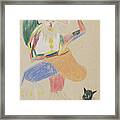 Clown In A Bicorne With A Cat, Drawing Dedicated To Andre Rouveyre, 1916 Framed Print