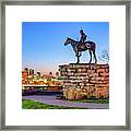 Colorful Kansas City Skyline And The Scout Framed Print