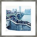Commuters Using Westminster Bridge In Framed Print