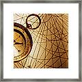 Compass With Old Map Framed Print