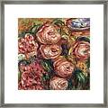 Composition With Roses And A Cup Of Tea Framed Print