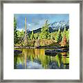 Conifers Along River, Mt Saint John, Grand Teton National Park, Wyoming Framed Print