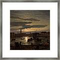 Copenhagen Harbor By Moonlight Framed Print