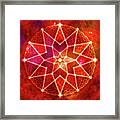 Cosmic Geometric Seed Of Life Crystal Red Lotus Star Mandala Framed Print