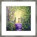 Cotswolds Pathway Of Petals To An Open Gate And Into The Sunshine Beyong Framed Print