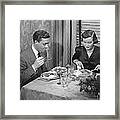 Couple Having Dinner Framed Print