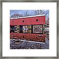 Covered Bridge During The Winter Framed Print