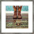 Cowboy Boots On The Floor Framed Print