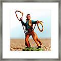 Cowboy Using Lasso Framed Print