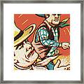 Cowboys In A Fistfight Framed Print