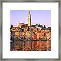Croatia, Rovinj, Church Tower & Harbour Framed Print