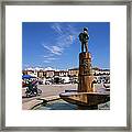 Croatia, Rovinj, Fountain In Harbour Framed Print