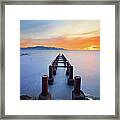 Crumbling Jetty At Robina Beach Framed Print