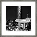 Dallas Texas Reunion Tower And Fountain - Monochrome Framed Print
