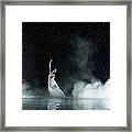 Dancing Female In Water, Rainy And Framed Print
