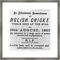 Death Of Cricket Framed Print