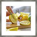 Decoupe De Citron Slicing Lemons Framed Print