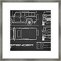 Defender 110 Blueprint Black Framed Print