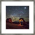 Delicate Arch And The Milky Way Framed Print