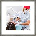 Dentist Using 3d Camera For Tooth Reconstruction Procedure Framed Print