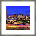 Denver Skyline And Speer Boulevard Bridge Panorama Framed Print